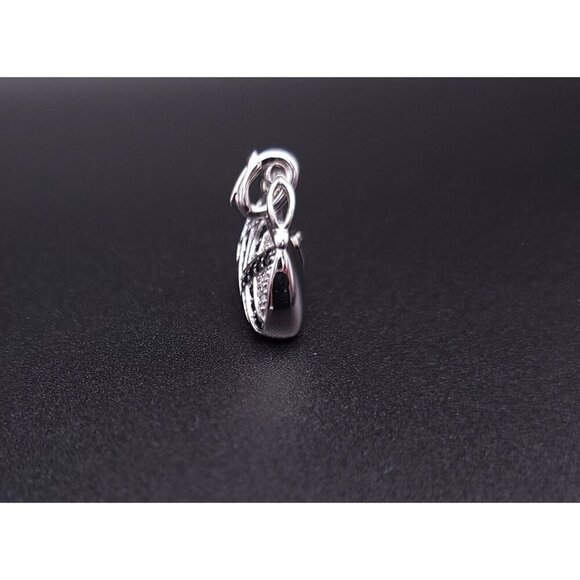 Mirabelle 18kt White Gold Diamond and Sapphire Purse Charm Pendant with Enhancer - Picture 7 of 12